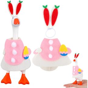 Easter Bunny Mini Desk Goose Outfit, Bunny Ear Hat & Egg Pattern Costume for 7in/17.8cm Magnetic Goose Statue Easter Office Desk Decor in Kuwait