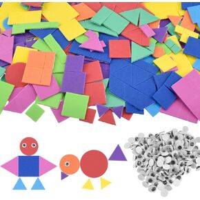 500Pcs Self Adhesive Foam Stickers with 200Pcs Googly Eyes, Mini Assorted Geometry Shapes Art Craft Supplies Bulk for DIY Art Craft Projects, Home Decor (Circle, Square, Triangle) in Saudi Arabia