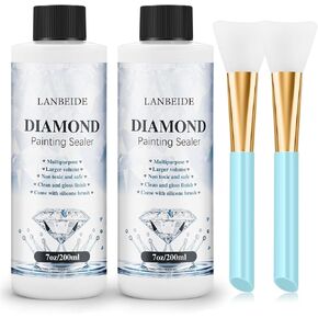 LANBEIDE Updated Diamond Painting Sealer 200ML with Silicone Brush, 5D Diamond Painting Glue Sealer Permanent Hold & Shine Effect Conserver for Jigsaw Puzzles (7 OZ) in Saudi Arabia