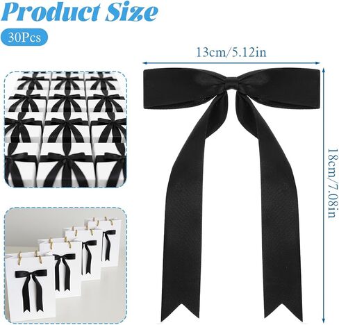 30 قطعة من القوس الأسود لتغليف الهدايا - أقواس شريطية ذاتية اللصق للحرف اليدوية، أقواس ربطات عنق صغيرة لتزيين الحفلات هدايا الزفاف DIY وحفلات استقبال المولود الجديد وأعياد الميلاد in Kuwait