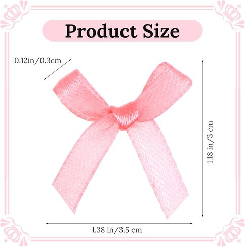 200 Pcs Satin Fabric Ribbons Bows Mini Pink Bows Christmas Party Ornament Tiny Premade Crafts Bow Decoration for DIY Cheer Hair Accessories Scrapbook Card Wrapping Basket Wedding Birthday in Saudi Arabia