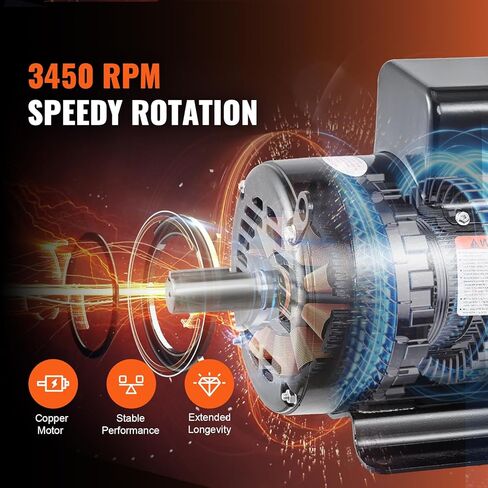 Happybuy 7.5HP Air Compressor Motor, 3450RPM 184T Frame,1-1/8" Keyed Shaft, 230V 31.6Amps Electric Motor, 2.75" Shaft Length, Single Phase, CW/CCW Rotation (Factory Setting is CCW) in Saudi Arabia