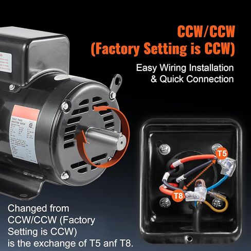 Happybuy 7.5HP Air Compressor Motor, 3450RPM 184T Frame,1-1/8" Keyed Shaft, 230V 31.6Amps Electric Motor, 2.75" Shaft Length, Single Phase, CW/CCW Rotation (Factory Setting is CCW) in Saudi Arabia