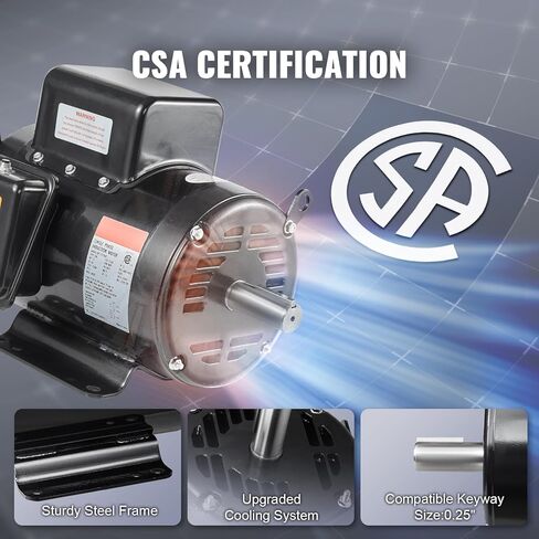 Happybuy 7.5HP Air Compressor Motor, 3450RPM 184T Frame,1-1/8" Keyed Shaft, 230V 31.6Amps Electric Motor, 2.75" Shaft Length, Single Phase, CW/CCW Rotation (Factory Setting is CCW) in Saudi Arabia