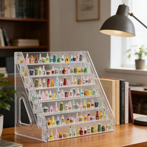 2 Pack 7 Tier Transparent Acrylic Mini Brand Organizer Display Rack Clear Acrylic Large Capacity Storage Organizer Tray Display Box for Mini Brands Collector Toys Figures Makeup Graded Cards in Kuwait