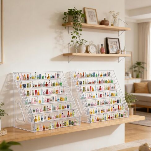 2 Pack 7 Tier Transparent Acrylic Mini Brand Organizer Display Rack Clear Acrylic Large Capacity Storage Organizer Tray Display Box for Mini Brands Collector Toys Figures Makeup Graded Cards in Kuwait