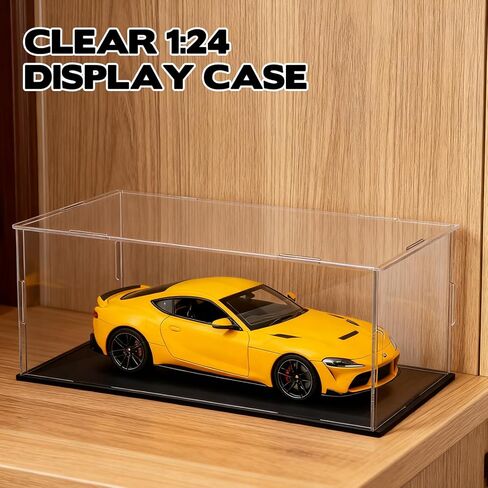 Acrylic Model Car Display Case 1: 24 Scale with Black Base Clear Model Car Storage Case Diecast Display Boxes Vehicle Model Car Case Dustproof Showcase for Collectibles Memorabilia Toy Storage in Saudi Arabia