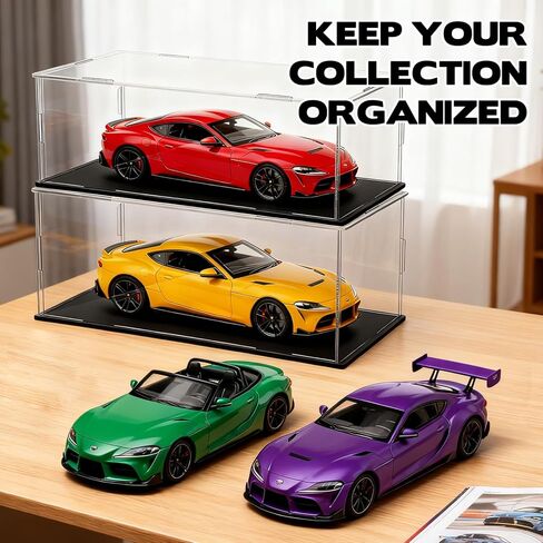 Acrylic Model Car Display Case 1: 24 Scale with Black Base Clear Model Car Storage Case Diecast Display Boxes Vehicle Model Car Case Dustproof Showcase for Collectibles Memorabilia Toy Storage in Saudi Arabia