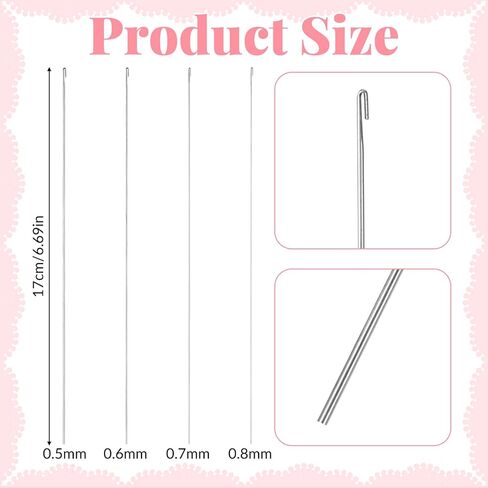 4 PCS Beading Needles for Jewelry Making, 6.69 Inch Long Straight Beadings Needle Bead Threader Silver Beadings Supplies Suitable Clip Style Beading Needle Thickness Styles Bead Spinner Needles in Saudi Arabia