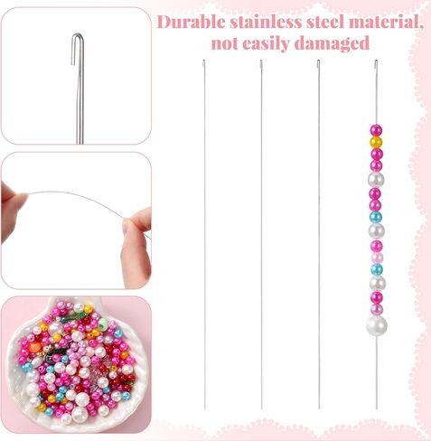 4 PCS Beading Needles for Jewelry Making, 6.69 Inch Long Straight Beadings Needle Bead Threader Silver Beadings Supplies Suitable Clip Style Beading Needle Thickness Styles Bead Spinner Needles in Saudi Arabia