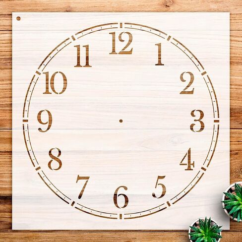Clock face Stencil Pattern for Home Decor and Crafts, Reusable Mylar Template, Classic Numbers Design for Walls, Wood, and Art Projects - Size A3 (11.7" x 11.7") in Saudi Arabia