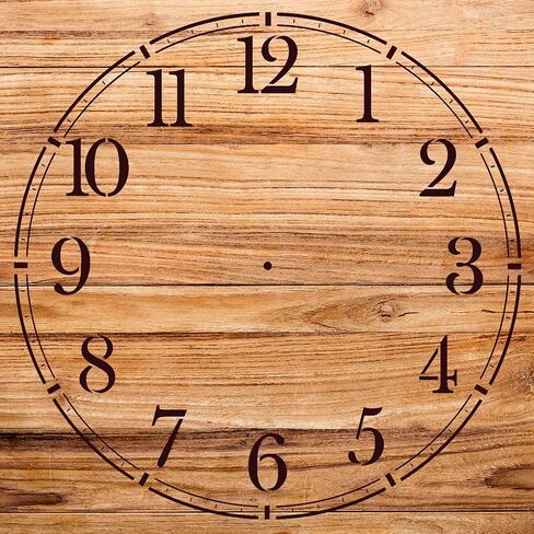 Clock face Stencil Pattern for Home Decor and Crafts, Reusable Mylar Template, Classic Numbers Design for Walls, Wood, and Art Projects - Size A3 (11.7" x 11.7") in Saudi Arabia