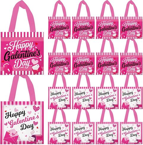 delaimastor 20Pcs Happy Galentine's Day Gift Bag Non-Woven Tote Bag Reusable Bags With Handles for Ladies Galentine's Day Wedding Party Favors Gift Wrapping in Kuwait
