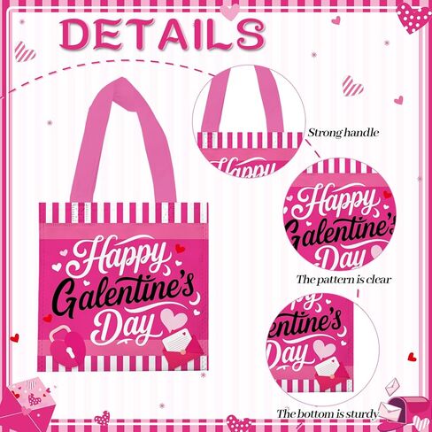 delaimastor 20Pcs Happy Galentine's Day Gift Bag Non-Woven Tote Bag Reusable Bags With Handles for Ladies Galentine's Day Wedding Party Favors Gift Wrapping in Kuwait