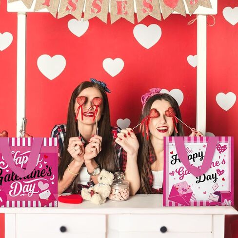 delaimastor 20Pcs Happy Galentine's Day Gift Bag Non-Woven Tote Bag Reusable Bags With Handles for Ladies Galentine's Day Wedding Party Favors Gift Wrapping in Kuwait