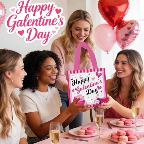 delaimastor 20Pcs Happy Galentine's Day Gift Bag Non-Woven Tote Bag Reusable Bags With Handles for Ladies Galentine's Day Wedding Party Favors Gift Wrapping in Kuwait
