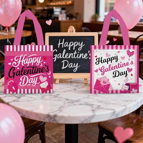 delaimastor 20Pcs Happy Galentine's Day Gift Bag Non-Woven Tote Bag Reusable Bags With Handles for Ladies Galentine's Day Wedding Party Favors Gift Wrapping in Kuwait