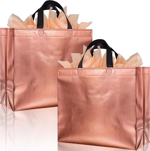 BLEWINDZ 18Pcs Large Gift Bags with Tissues for Presents - 13'' Reusable Non-Woven Gift Goodie Bags with Metallic Shiny - Party Favor Bag Tote Bag for Wedding, Birthday, Christmas in Saudi Arabia