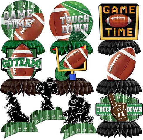 10 Pieces Football Honeycomb Centerpieces – Game Time Table Decorations with Football, Player, Goalpost, and Touchdown Signs for Game Day Parties and Sports-Themed Events in Kuwait