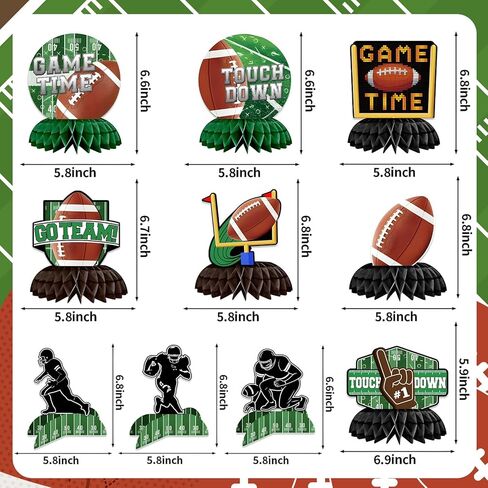 10 Pieces Football Honeycomb Centerpieces – Game Time Table Decorations with Football, Player, Goalpost, and Touchdown Signs for Game Day Parties and Sports-Themed Events in Kuwait