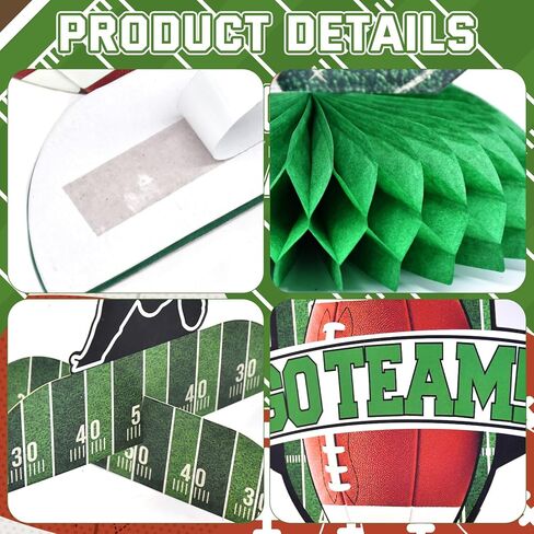 10 Pieces Football Honeycomb Centerpieces – Game Time Table Decorations with Football, Player, Goalpost, and Touchdown Signs for Game Day Parties and Sports-Themed Events in Kuwait