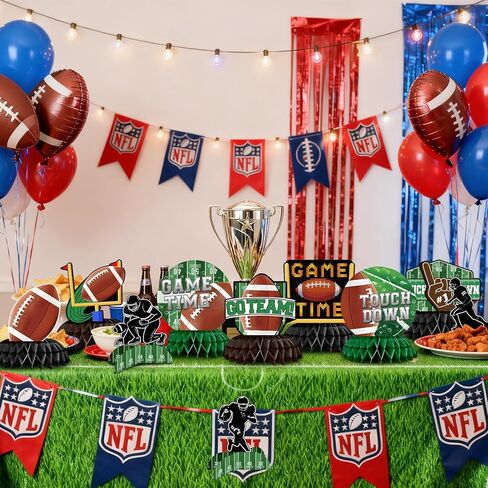 10 Pieces Football Honeycomb Centerpieces – Game Time Table Decorations with Football, Player, Goalpost, and Touchdown Signs for Game Day Parties and Sports-Themed Events in Kuwait