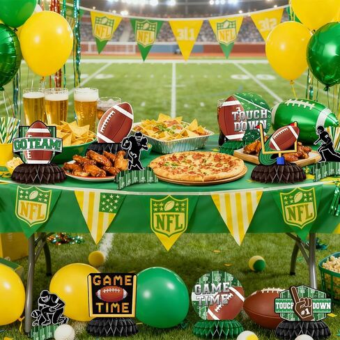 10 Pieces Football Honeycomb Centerpieces – Game Time Table Decorations with Football, Player, Goalpost, and Touchdown Signs for Game Day Parties and Sports-Themed Events in Kuwait