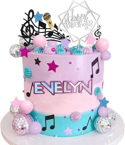 Pink and Purple Music Cake Topper for Girl PoP Music Concert Theme Birthday in Saudi Arabia
