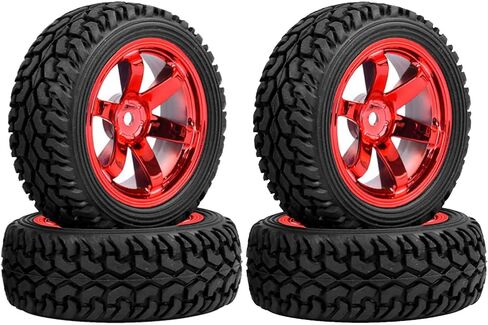 إطارات مطاطية 75 مم وإطارات عجلات بلاستيكية لسيارة رالي بمقياس 1/10 HSP 94123 HPI Kyosho Tamiya RC على الطريق 1/16 RC (برتقالي) in Saudi Arabia