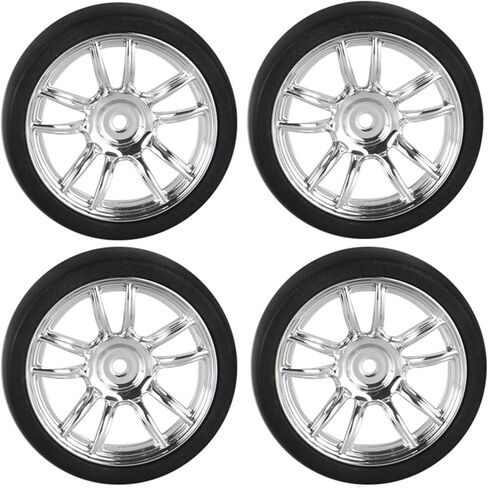 4 قطع إطارات عجلات سيارة لعبة سوداء، 48 مم محاكاة الإطارات المطاطية نموذج قطع غيار سهلة التركيب صغيرة الحجم، إطارات قطع غيار المركبات التي يتم التحكم فيها عن بعد والتطبيق in Kuwait