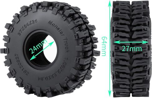 إطارات SWX 1.0 بوصة TRX4M RC الزاحفة 4 قطع 1.1 بوصة إطارات الطين الناعمة 64 مم × 27 مم ملحقات ترقية لسيارة 1/18 مقياس TRX4M 1/24 SCX24 RC الزاحفة in Saudi Arabia
