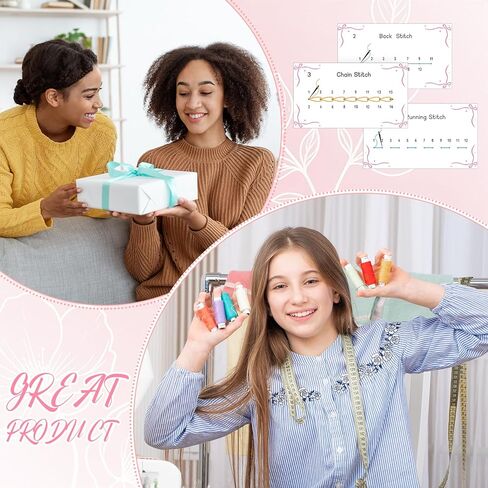 Maitys Embroidery Stitch Cards Starter DIY Kit, Beginner Colored Patterns, Premium Cardstock Cards, Complete Toolkit, Tools, Illustrated Step-by-Step Instructions for Enthusiasts Beginners in Saudi Arabia