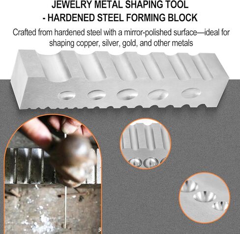 Jewelry Metal Silver Copper Iron Shaping Tool - Hardened Steel Forming Block with 17 Round Spheres, 17 Half-Round Grooves, 3 V-Shape Slots & 5 Oval Depressions, Replacement for #0407-69290 in Saudi Arabia