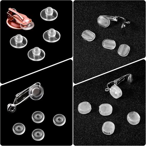 Earring Pads, 36 Pieces 6 Sizes Clear Silicone Comfort Earring Cushions for Clips on Earrings in Kuwait