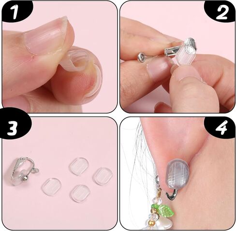 Earring Pads, 36 Pieces 6 Sizes Clear Silicone Comfort Earring Cushions for Clips on Earrings in Kuwait