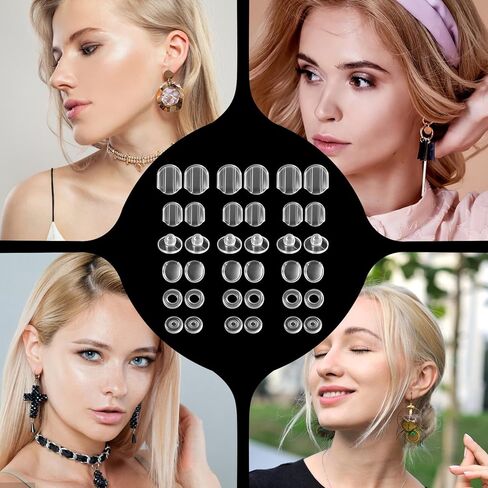 Earring Pads, 36 Pieces 6 Sizes Clear Silicone Comfort Earring Cushions for Clips on Earrings in Kuwait