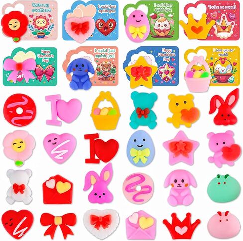 mgparty 32 حزمة عيد الحب موتشي squishies اللعب مع بطاقات الهدايا kawaii موتشي عيد الحب للأطفال الإجهاد الإغاثة تململ اللعب الفصول الدراسية تبادل الجوائز المدرسة الطرف تفضل للفتيات الفتيان in Saudi Arabia