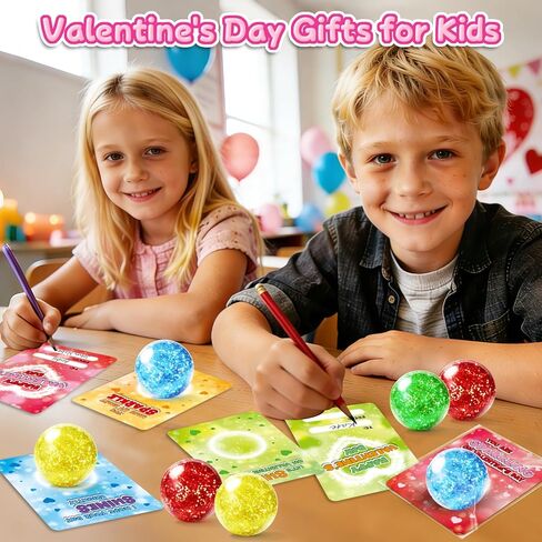 24 Pack Valentine's Day Cards for Kids with Squeeze Balls, Valentines Gifts for Kids Classroom School Exchange, Kids Party Favors and Prizes Squeeze Toy for Kids in Saudi Arabia