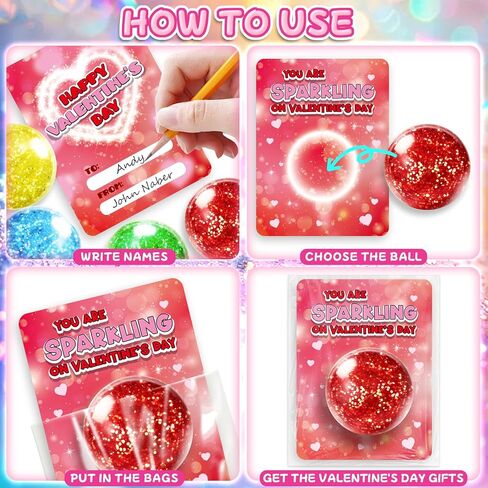 24 Pack Valentine's Day Cards for Kids with Squeeze Balls, Valentines Gifts for Kids Classroom School Exchange, Kids Party Favors and Prizes Squeeze Toy for Kids in Saudi Arabia
