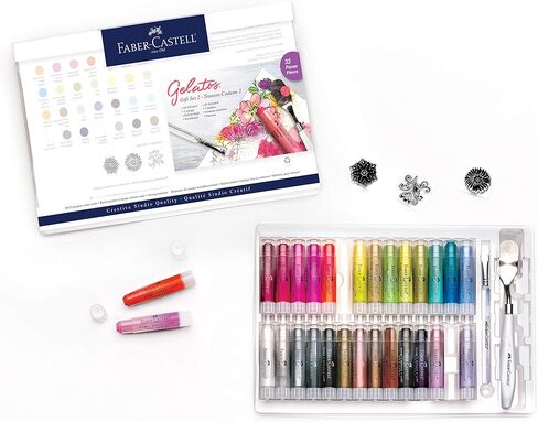 Faber-Castell Gelatos Gift Set: 28 Watercolor Gel Crayons and Art Supplies for Painting, Drawing & Journaling, Versatile Art Pigment Crayons, Gel Sticks for Mixed Media in Kuwait