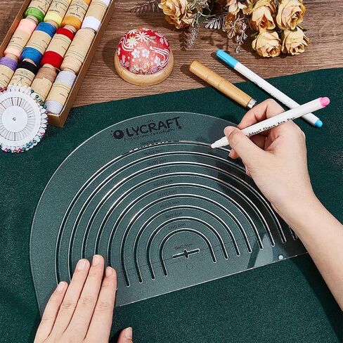 OLYCRAFT Circle Acrylic Ruler for Cutting Fabric Clear Acrylic Templates 11.8x7.9 Inch Circle Cut Ruler Multifunctional Sewing Rulers Curve Ruler Quilting Tool for Quilting Sewing Supplies-0.3cm Thick in Saudi Arabia