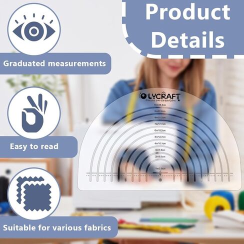 OLYCRAFT Circle Acrylic Ruler for Cutting Fabric Clear Acrylic Templates 11.8x7.9 Inch Circle Cut Ruler Multifunctional Sewing Rulers Curve Ruler Quilting Tool for Quilting Sewing Supplies-0.3cm Thick in Saudi Arabia