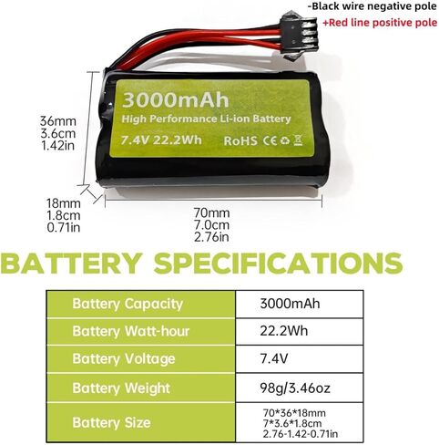 sea jump 2PCS 7.4V 3000mah 15C 2S Li-ion Battery with SM-4P Plug and USB Charger Suitable for EC08 DE85 RC Car Truck Remote Control Ship RC Drone Engineering Vehicle Battery in Saudi Arabia