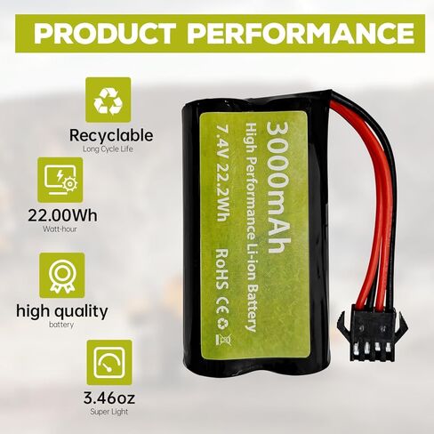 sea jump 2PCS 7.4V 3000mah 15C 2S Li-ion Battery with SM-4P Plug and USB Charger Suitable for EC08 DE85 RC Car Truck Remote Control Ship RC Drone Engineering Vehicle Battery in Saudi Arabia