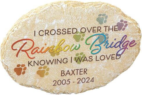 Fox Valley Traders Custom Oval Rainbow Bridge Pet Memorial Garden Stone, 100% Resin, Oval Shaped - Measures 11 1/2" Long x 8" Wide in Saudi Arabia