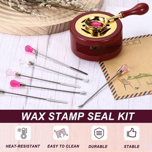 PATIKIL Wax Stamp Seal Kit, Wax Seal Kit Include Sealing Warmer, Melting Spoon, Candles, Stick, Retro Melt Stove Pot Furnace Tool for Envelope Letter Mailing Crafts DIY, Blue in Saudi Arabia