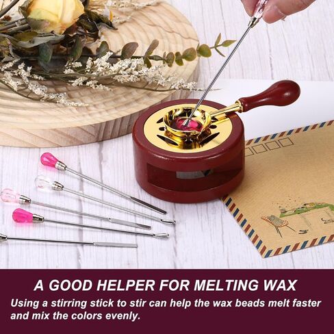 PATIKIL Wax Stamp Seal Kit, Wax Seal Kit Include Sealing Warmer, Melting Spoon, Candles, Stick, Retro Melt Stove Pot Furnace Tool for Envelope Letter Mailing Crafts DIY, Blue in Saudi Arabia