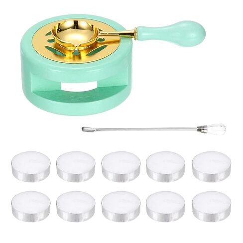 PATIKIL Wax Stamp Seal Kit, Wax Seal Kit Include Sealing Warmer, Melting Spoon, Candles, Stick, Retro Melt Stove Pot Furnace Tool for Envelope Letter Mailing Crafts DIY, Blue in Saudi Arabia