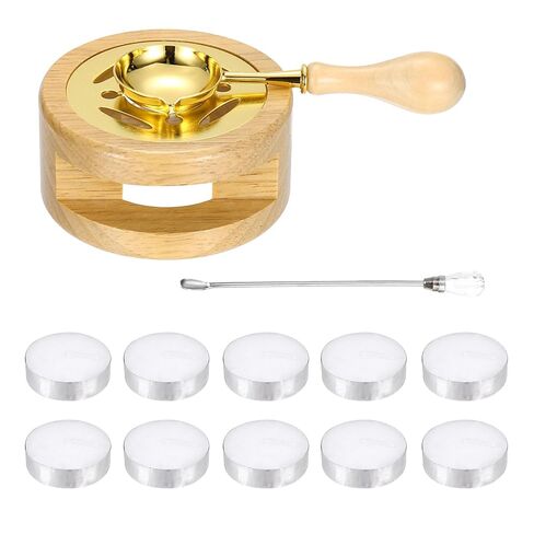 PATIKIL Wax Stamp Seal Kit, Wax Seal Kit Include Sealing Warmer, Melting Spoon, Candles, Stick, Retro Melt Stove Pot Furnace Tool for Envelope Letter Mailing Crafts DIY, Blue in Saudi Arabia