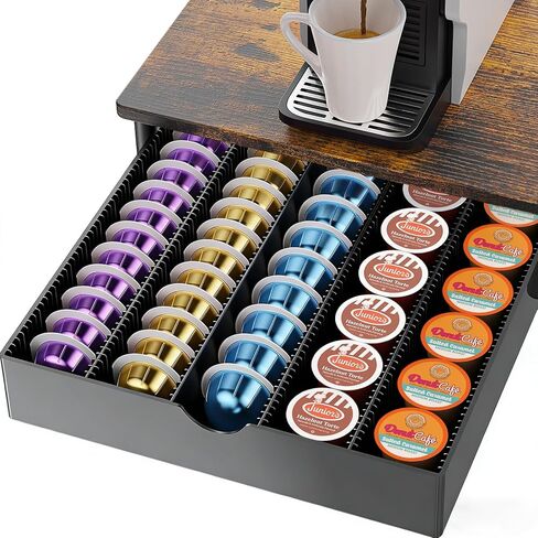 gianotter Crystal Tempered Glass Vertuo Pod Holder Drawer, Compatible with Nespresso Vertuo Capsules, Compatible with 40 Large or 60 Small Nespresso Capsule Organizer (transparent) in Saudi Arabia